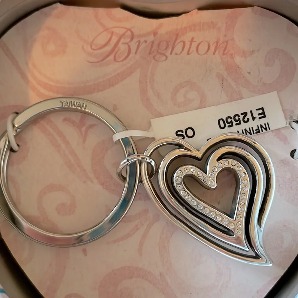 Brighton Silver Plated 3 Heart Key Chain & Love & Joy Crossbody Pouch - Picture 4 of 10